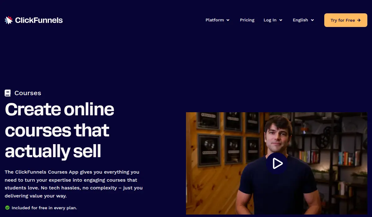 The ClickFunnels official online course feature page