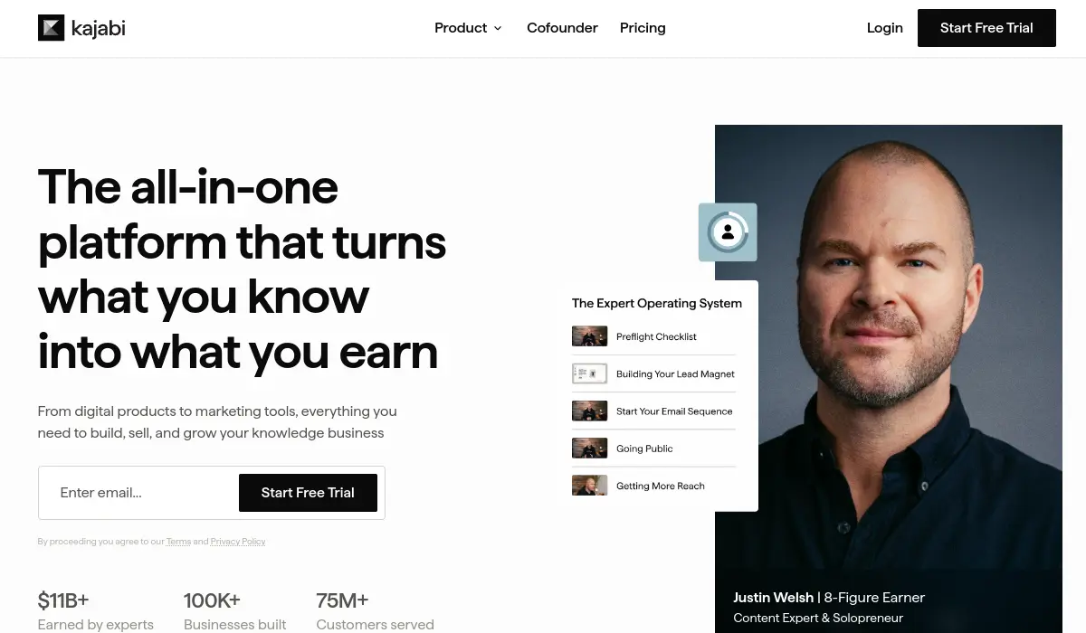 The Kajabi official website homepage
